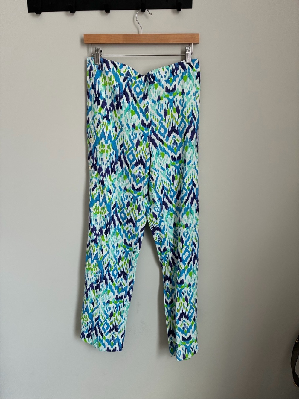 Soft Surroundings Linen Blend Blue Green Wide Leg Pants Size Medium - Picture 4 of 7